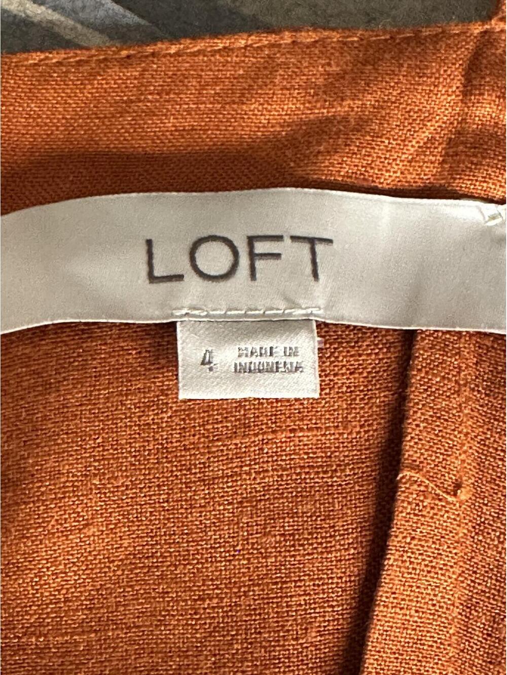 LOFT sleeveless ruffled hem romper Size 4 linen-blend rust coastal summer - Picture 8 of 9